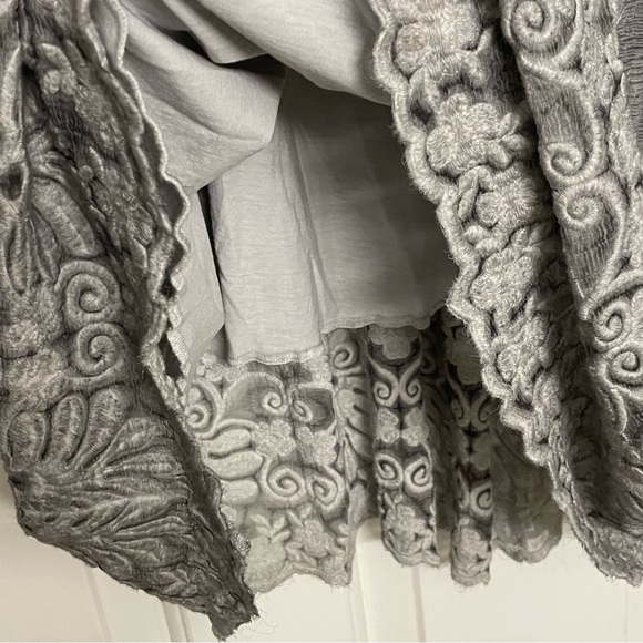 Gretty Jueger Embroidered 100% Silk Sage Maxi Skirt & Sleeveless Blouse 2 Pc Set - Picture 10 of 16